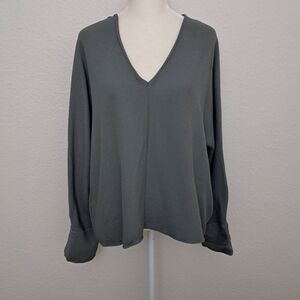 Vince Long Sleeve V Neck Draped loose Flowy Silloutte Minimalist Top